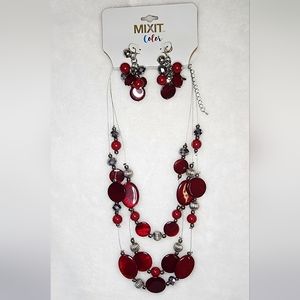 Mix It red necklace and earing set